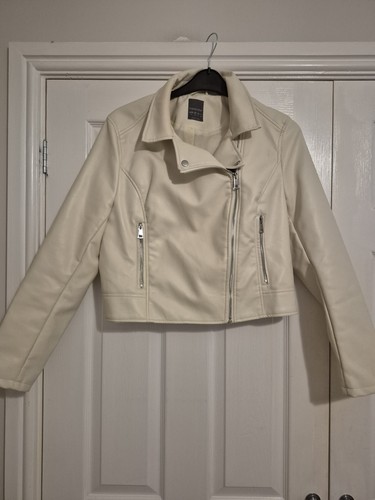 Cream faux leather jacket size - faux,