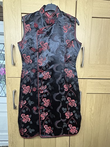 Vintage black red brocade - black, &
