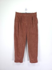 Toast Trousers Size 12 Orange Brown Corduroy Tapered Barrel Leg Pleated Front