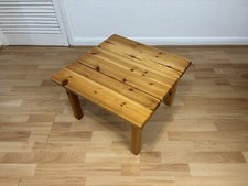 Vintage Rustic Solid Pine Wood Small Coffee Table Side Table With Slatted Top