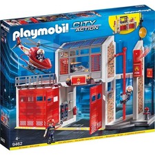 Playmobil 9462 City Action Fire Station with fire fighter and helicopter