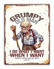 Funny " Grumpy Old Man " Metal Garage Sign Workshop Shed Man Cave