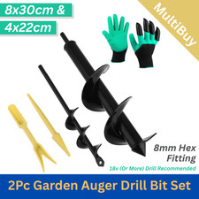 2Pc Garden Auger Drill Bit Set