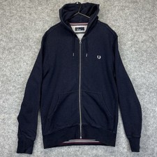 Fred Perry hoodie size Medium Mens navy blue full zip up Hooded Top Pre Loved