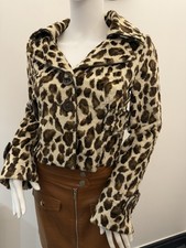 KAREN MILLEN UK8/10 EU36/38 US4/6 Tailored Faux Fur Leopard Trench short coat
