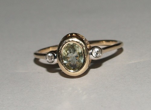 9ct yellow gold green - green, quartz