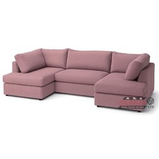 New U Shape Corner Sofa Jumbo Cord Footstool Black Grey Cream Brown Blue Green