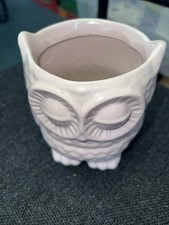Pink Owl Ceramic Pot Plant Holder Kolibri Home (Small Chip inside Rim)