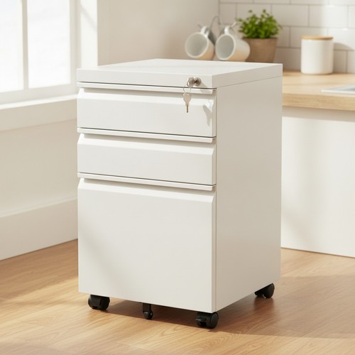 White drawer lockable metal - white,