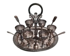 Silver Plated 6 Egg Cruet Set