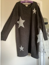 FAT FACE NEW Grey RELAXED with WOOL ‘Star’ JUMPER DRESS Size 16 CH 50”