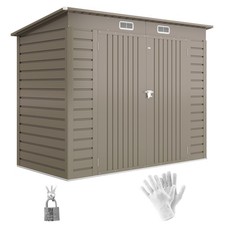 Outsunny 8 x 4FT Metal Garden Storage Shed with Double Doors, Light Grey
