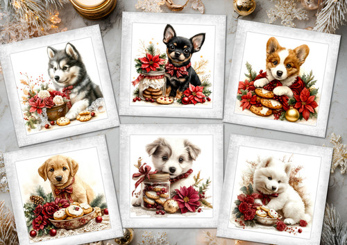 Cute puppies christmas card - cute,