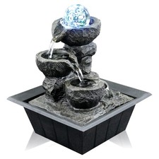 Water Feature Tabletop Indoor LED Fountain Waterfall Home Decor (Crystal Ball)
