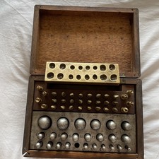 Antique Dentist Bronze & Steel Dental Tooth Forms Crowns swage  kit, rare set 