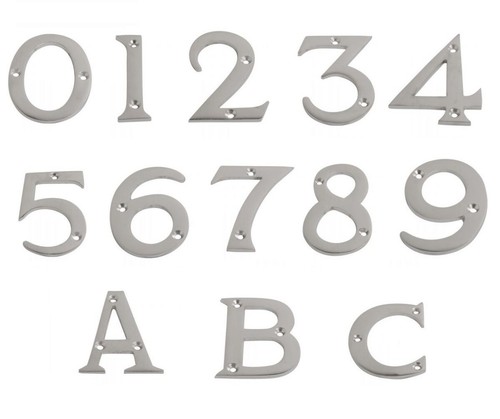 Satin chrome door numbers - satin,
