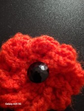   Hand knitted Red Poppy   Brooch