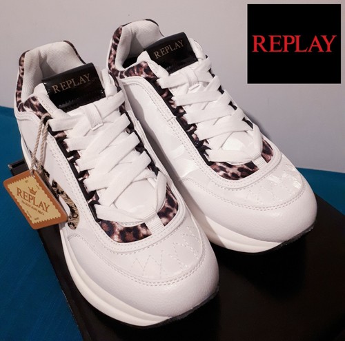 Replay womens white leopard - replay, white/leopard