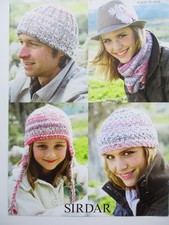 Sirdar Crofter Chunky -  Hats and snood Adult/kids Knitting Pattern Code 9207