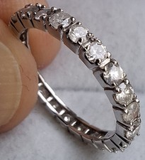 18Ct White Gold 1Ct Natural Diamond Eternity Wedding Band Dress Ring Size J