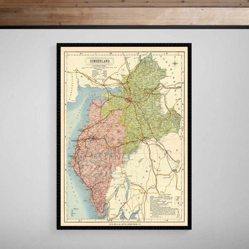 Cumbria cumberland map 1884 - cumberland,