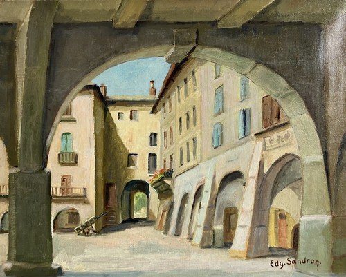 Antique oil painting spanish - oil,