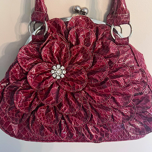 Y2k burgundy croc embossed - y2k,