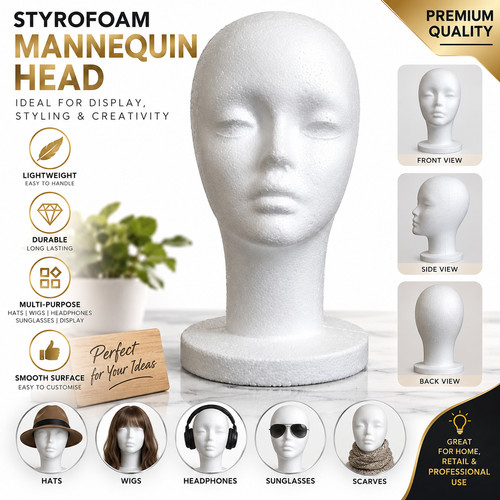 Polystyrene foam head dummy - polystyrene,