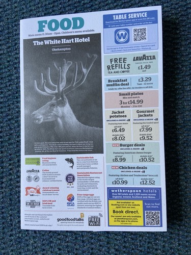 Wetherspoons food and - food, menu