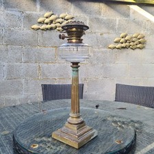 Original English Victorian Hinks Cut Glass Oil Lamp Font Burner Tapered Base 