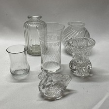 Assorted Small/ Miniature Glass Vintage Vases Job Lot/bundle Set Of 6