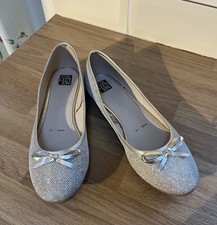 THE COLLECTION DEBENHAMS gold glitter mary jane shoes, UK SIZE 7, slip on flats