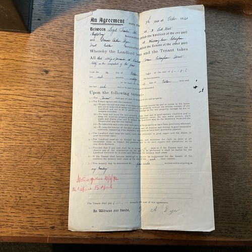 1940 tenancy agreement railway - 1940,