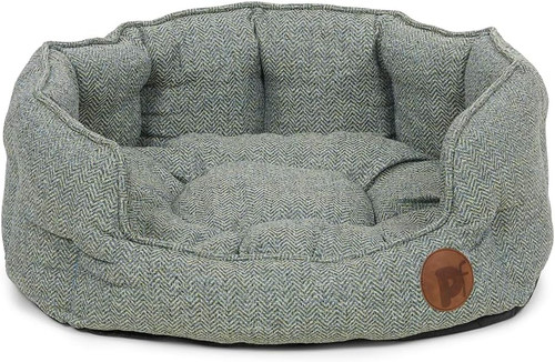 Sage herringbone oval dog - oval,