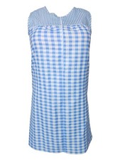 Ladies Sleeveless Zip Fastening Overall Dress - Blue & White Gingham 44/48 Bust