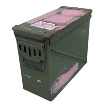 Used 30 mm Metal Army Ammo Storage Tin Large Military Box L 47 x W 21 x H 37 cm