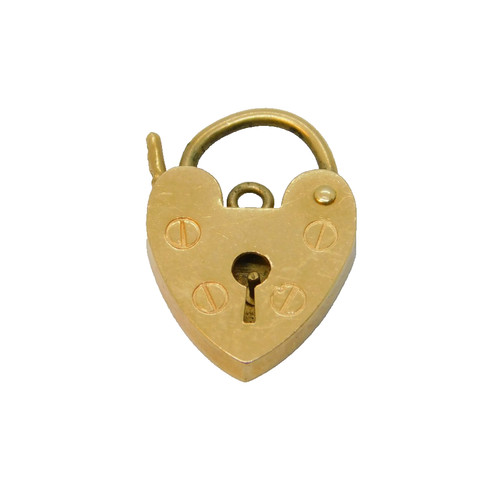 9ct yellow gold padlock - padlock, heart