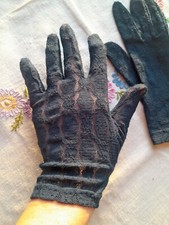 Vintage navy blue lace gloves - vintage,