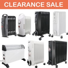 Electric Oil Filled Radiator Portable Convector Heater White Black Clearance