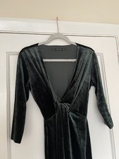 ZARA Green Velvet Low V Neck