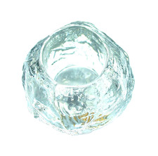 Vintage Kosta Boda Crystal Glass Snowball Vase~Votive Tea Light Holder 1970s VGC