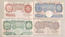 JOB LOT X 4 old British BankNotes Peppiatt , LK OBREIN , WW2 ...etc England