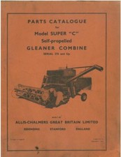 Allis Chalmers Gleaner Combine Model Super C Parts Manual