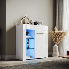 High Gloss Living Room Set White LED TV Stand Cabinet Display Sideboard Cupboard