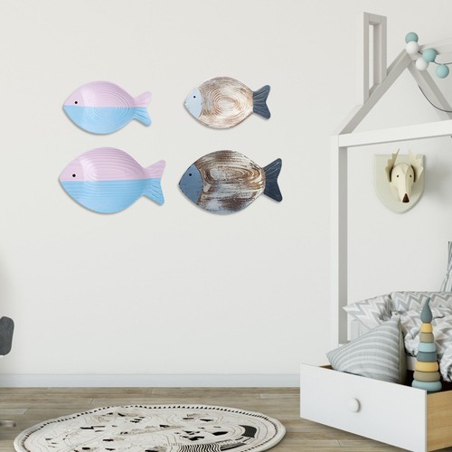 Blue white fish wall decor - white,