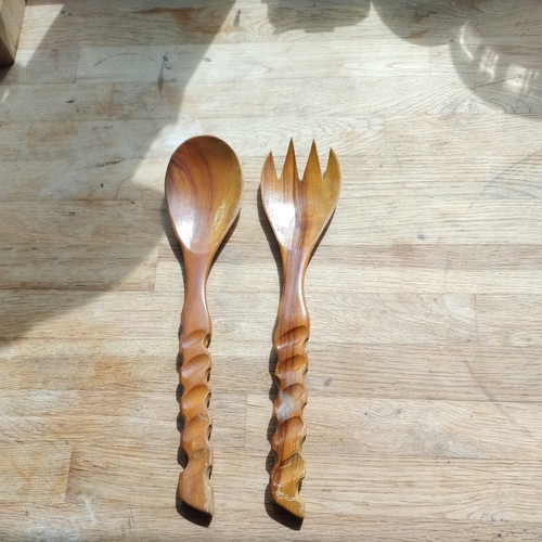 Wooden spoon and fork salad - wooden,
