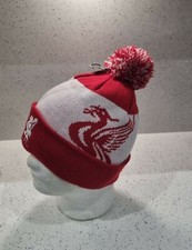 Liverpool FC Official White and Red Brand 47 Range Kids Bobble Hat - New Design