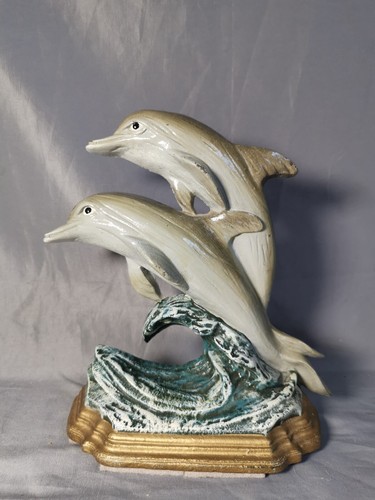 Brass heavy delphine figurine - brass,