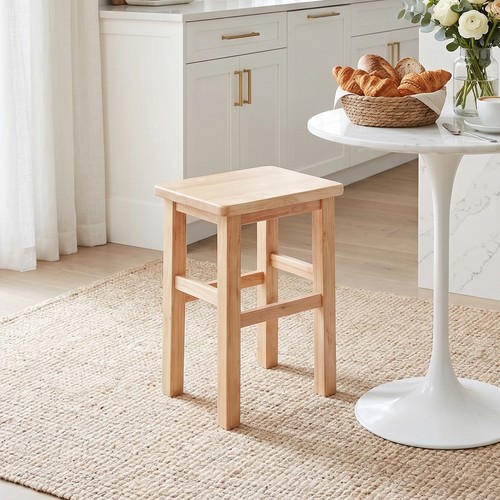 Rustic wooden stool solid wood - solid,