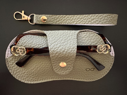 Khaki faux leather glasses - khaki,